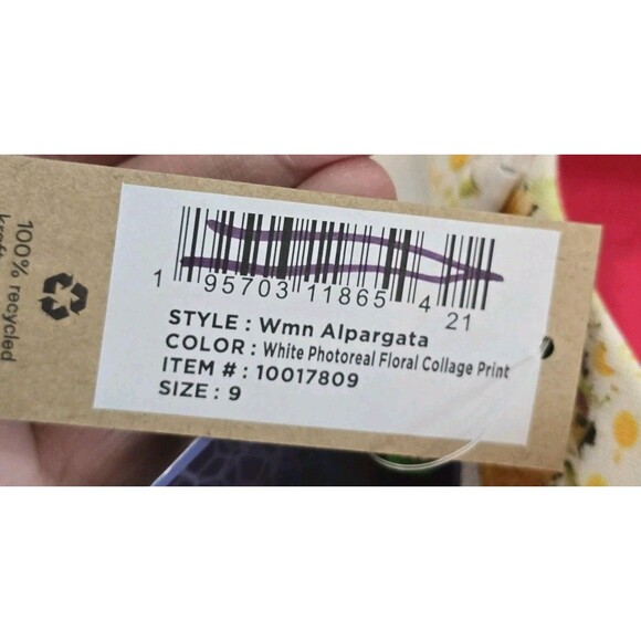 TOMS Shoes Womens Size 9 White Floral Print Alpargata Slip On Canvas Ortholite - Picture 8 of 14